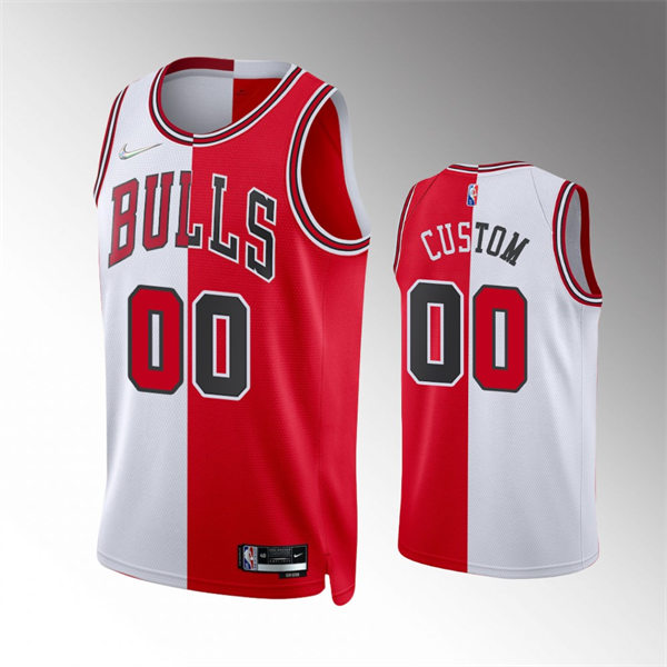 Men Youth Chicago Bulls Custom 2021-22 Diamond Nike White Red Split Edition Jersey