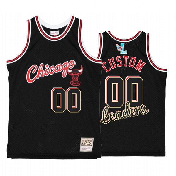 Mens Youth Chicago Bulls Custom  Mitchell & Ness My Towns Leaders Black Windy City Jersey