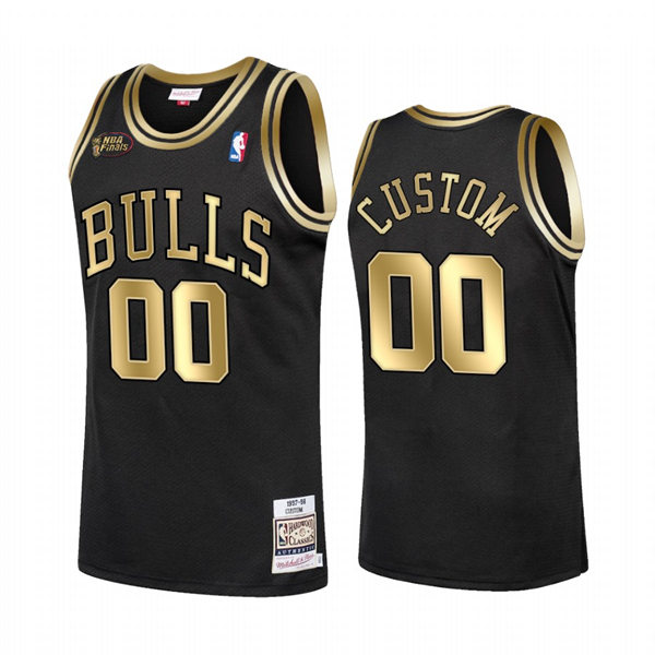 Mens Youth Chicago Bulls Custom Mitchell & Ness Black Golden 1998 Finals Jersey