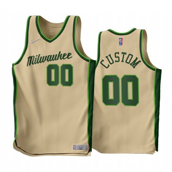 Mens Youth Milwaukee Bucks Custom Nike 2022-23 Cream Earned Edition Jersey