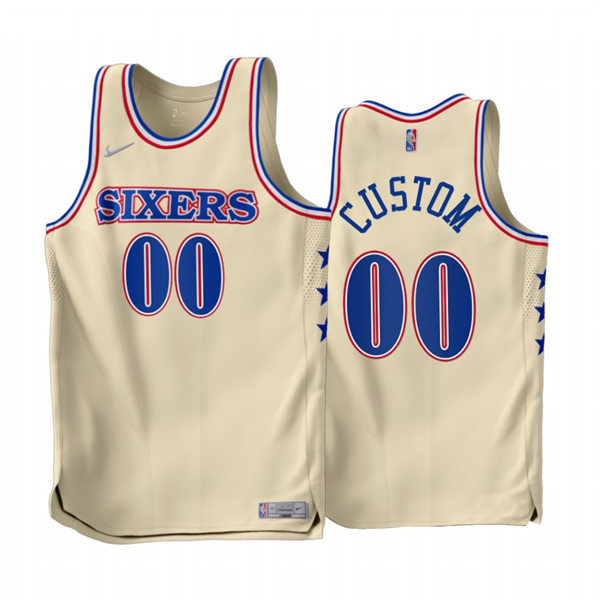 Mens Youth Philadelphia 76ers Custom Nike 2022-23 Cream Earned Edition Jersey