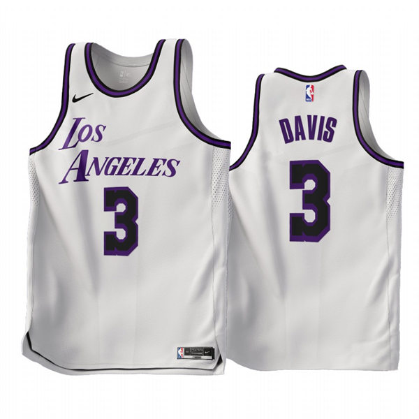 Mens Los Angeles Lakers #3 Anthony Davis White 2022-23 City Edition Jersey