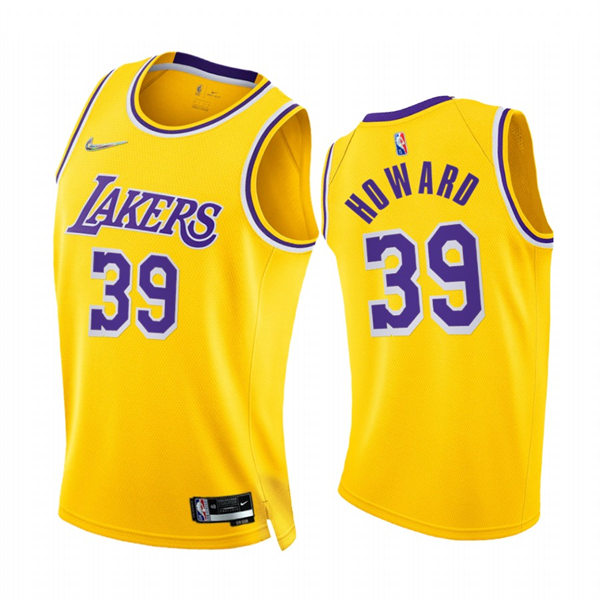 Mens Los Angeles Lakers #39 Dwight Howard Gold Icon Edition Jersey 