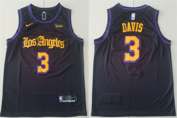 Men's Los Angeles Lakers #3 Anthony Davis Black Los Angeles City Creative Edition Jersey
