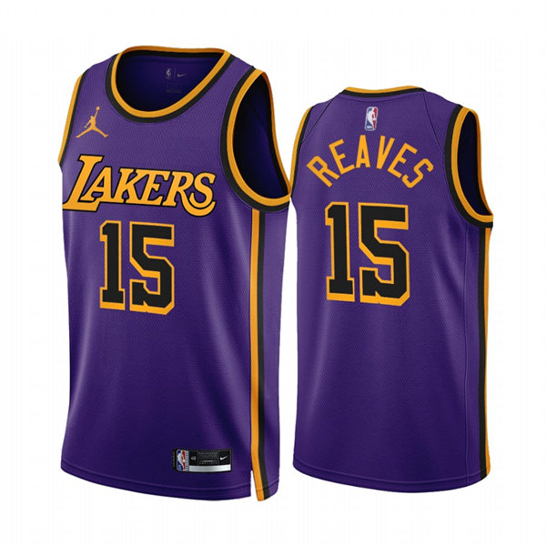 Mens Los Angeles Lakers #15 Austin Reaves 2022-23 New Uniform Purple Statement Edition Jersey