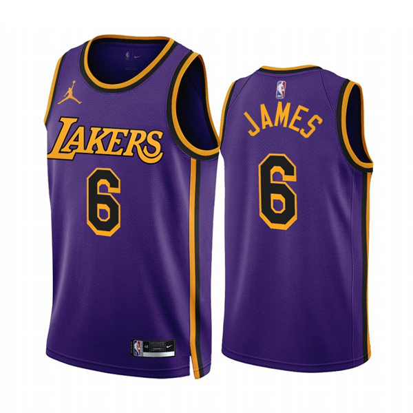 Mens Los Angeles Lakers #6 LeBron James 2022-23 New Uniform Purple ...
