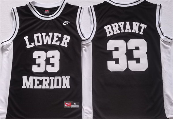 Men's Lower Merion #33 Kobe Bryant High School Black White Basketball Jersey