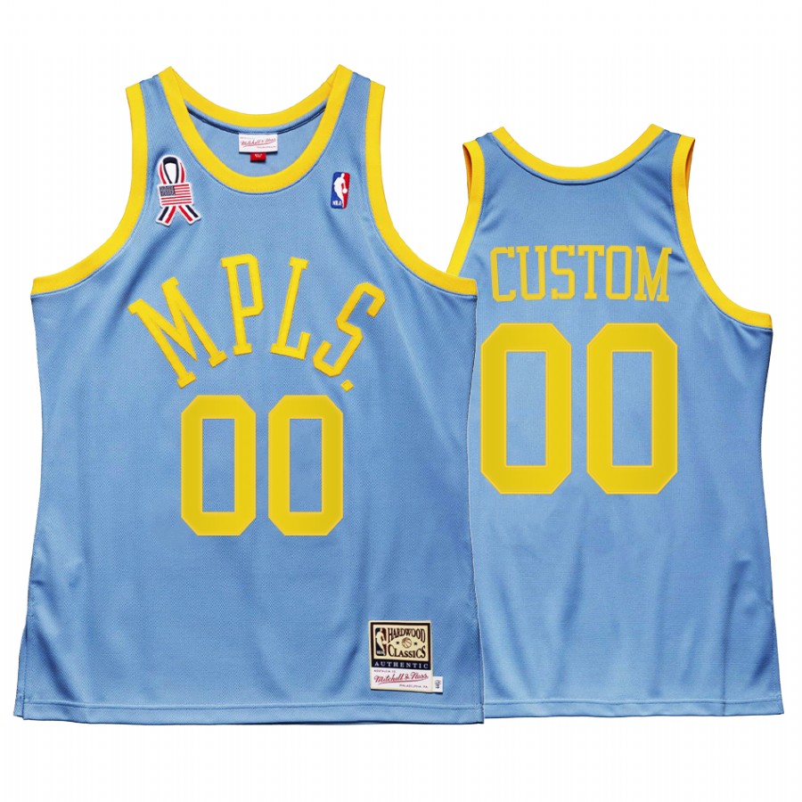 Mens Youth Los Angeles Lakers Custom Blue MPLS Mitchell & Ness Hardwood Classics Throwback Jersey