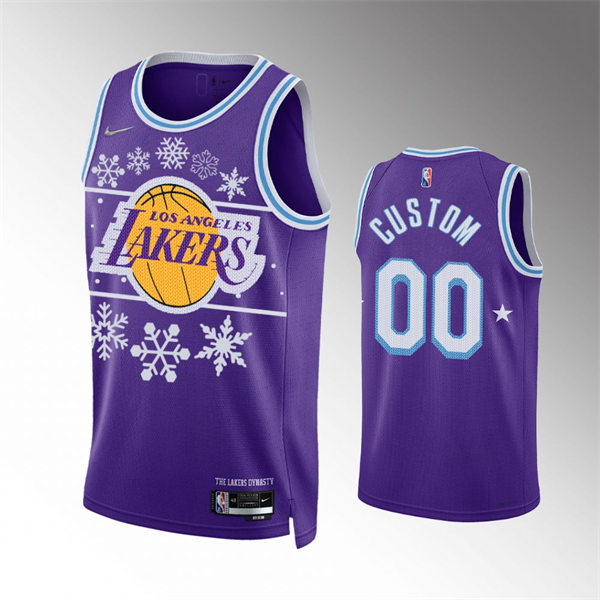 Mens Youth Los Angeles Lakers Custom Nike Purple NBA75th 2021 Christmas Gift Jersey