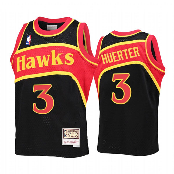 Mens Atlanta Hawks #3 Kevin Huerter Black 1986-87 Hardwood Classics Reload Jersey