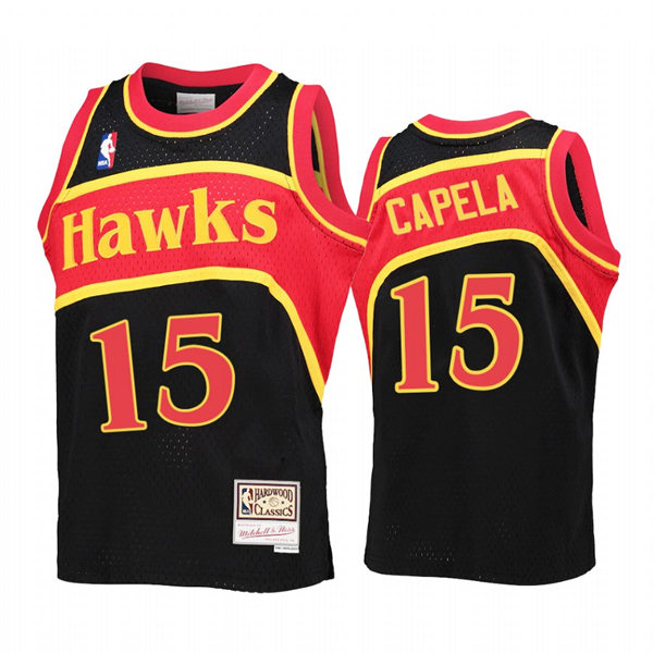 Mens Atlanta Hawks #15 Clint Capela Black 1986-87 Hardwood Classics Reload Jersey