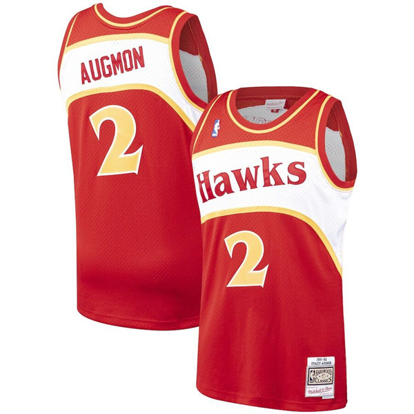 Mens Atlanta Hawks #2 Stacey Augmon Red Mitchell & Ness 1991-92 Hardwood Classics Swingman Jersey
