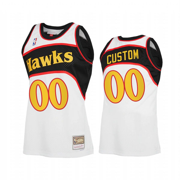 Mens Youth Atlanta Hawks Custom Mitchell & Ness White 1986-87 Retro Hardwood Classics Jersey