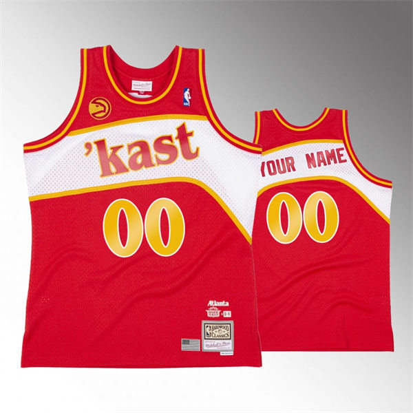 Mens Youth Atlanta Hawks Custom Red Outkast x BR Remix Hardwood Classics Jersey