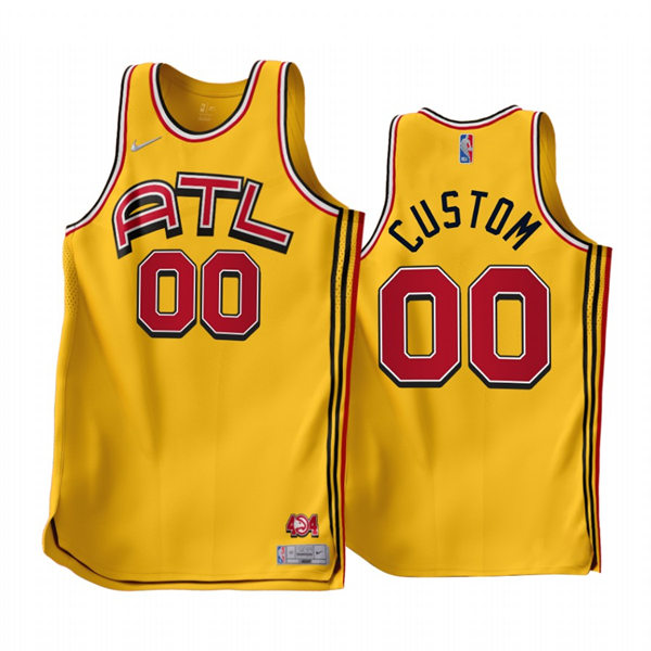Mens Youth Atlanta Hawks Custom Nike Yellow 2022-23 Earned Edition Jersey