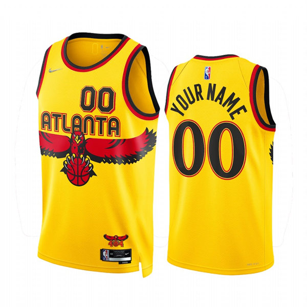 Mens Youth Atlanta Hawks Custom Nike Yellow 2021-22 City Edition Jersey