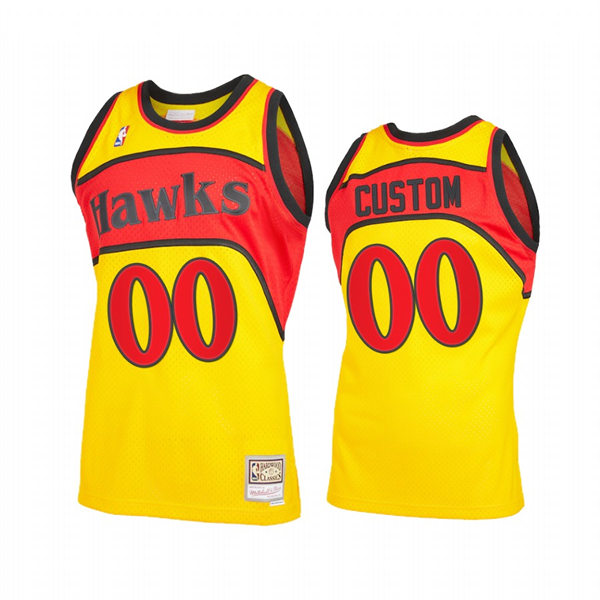 Mens Youth Atlanta Hawks Custom Mitchell & Ness Yellow 1986-87 Retro Hardwood Classics Jersey