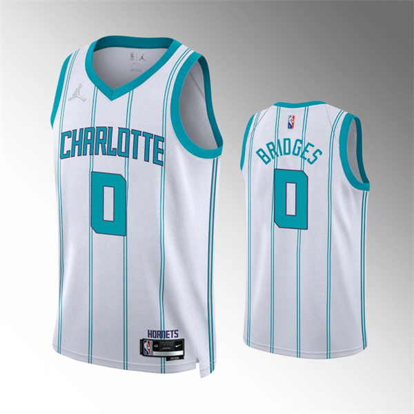 Men's Charlotte Hornets #0 Miles Bridges White Association Edition Swingman Jersey