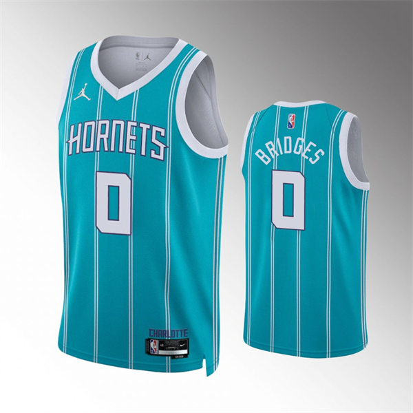 Men's Charlotte Hornets #0 Miles Bridges Teal Icon Edition Swingman Jersey