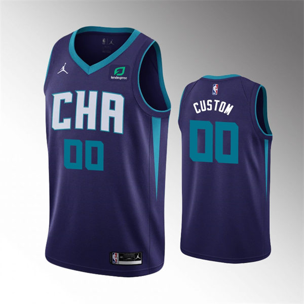 Mens Youth Charlotte Hornets Custom Purple Diamond Badge 2021-22 Statement Edition Jersey