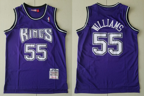 Mens Sacramento Kings #55 Jason Williams Purple 1998-99 Hardwood Classics Throwback Jersey