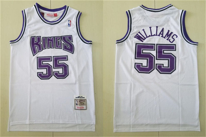 Mens Sacramento Kings #55 Jason Williams White 1998-99 Hardwood Classics Throwback Jersey