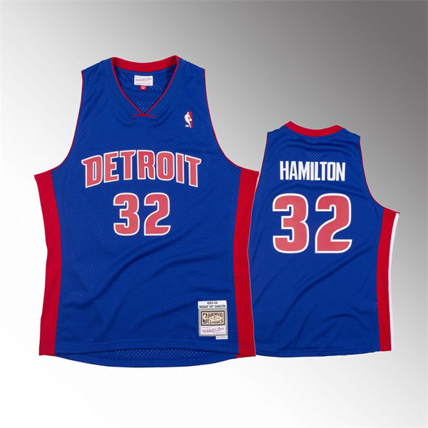 Men's Detroit Pistons #32 Richard Hamilton Mitchell & Ness Royal 2003-04 Hardwood Classics Swingman Jersey