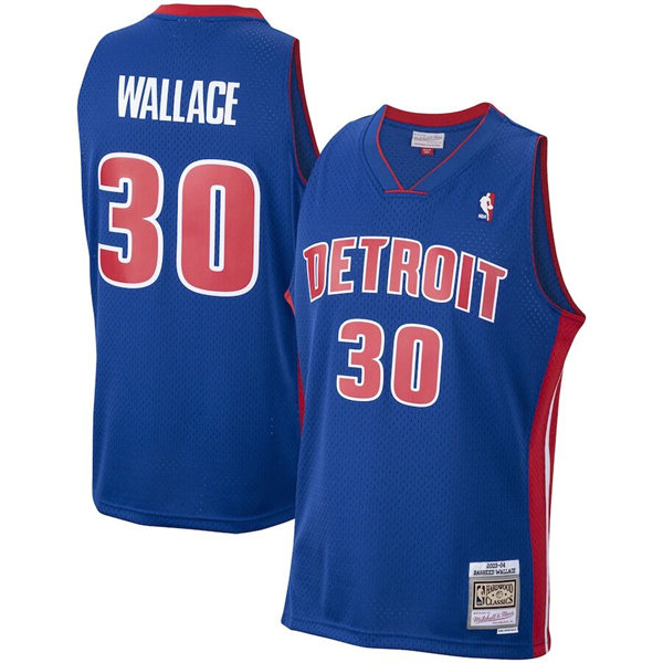 Mens Detroit Pistons #30 Rasheed Wallace Mitchell & Ness Royal 2003-04 Hardwood Classics Swingman Jersey