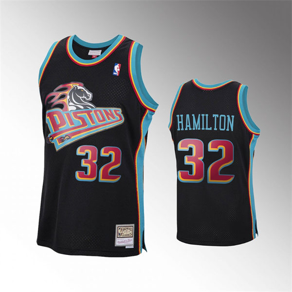 Mens Detroit Pistons #32 Richard Hamilton 2020 Reload Classic Black Jersey
