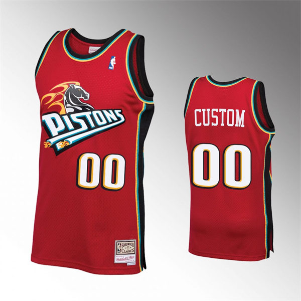 Mens Youth Detroit Pistons Custom Red Reload 1990's Hardwood Classics Throwback Jersey