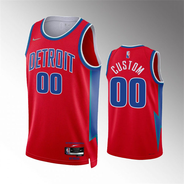 Mens Youth Detroit Pistons Custom Red Diamond Nike 2021-22 City Edition Jersey