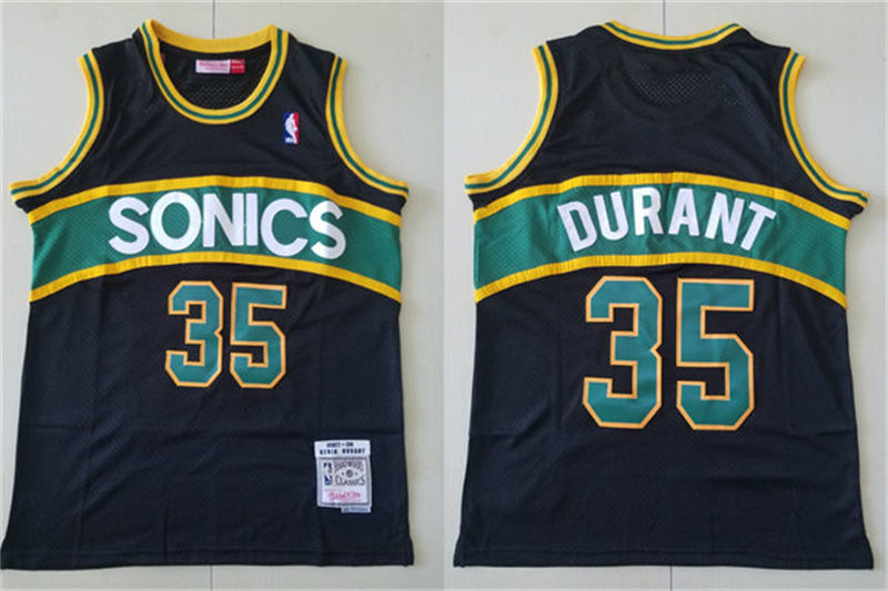 Men's Seattle Supersonics #35 Kevin Durant 2007-08 Black Hardwood Classics Swingman Jersey