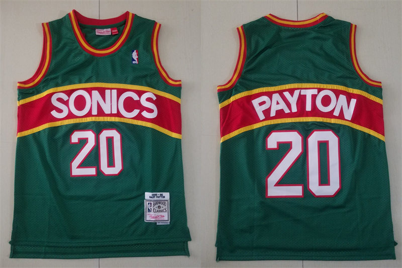 Men's Seattle Supersonics #20 Gary Payton Green Mitchell & Ness 1995-96 Hardwood Classics Jersey