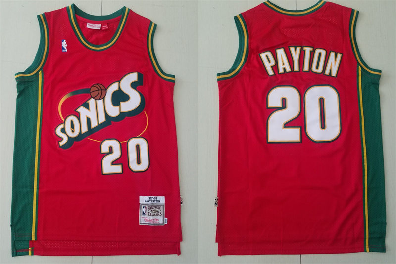 Men's Seattle Supersonics #20 Gary Payton 1997-98 Red Mitchell & Ness Hardwood Classics Jersey