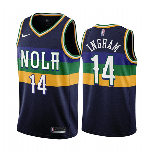 Mens New Orleans Pelicans #14 Brandon Ingram Navy Nike 2022-23 City Edition Swingman Jersey