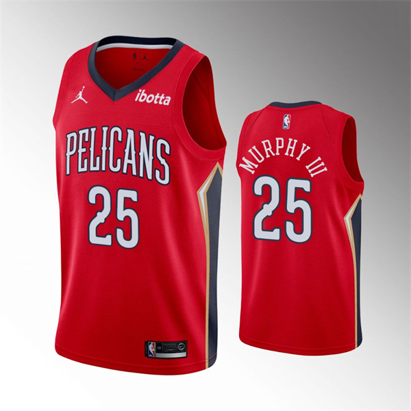 Mens New Orleans Pelicans #25 Trey Murphy III Red 2021-22 Diamond Badge Statement Edition Jersey 
