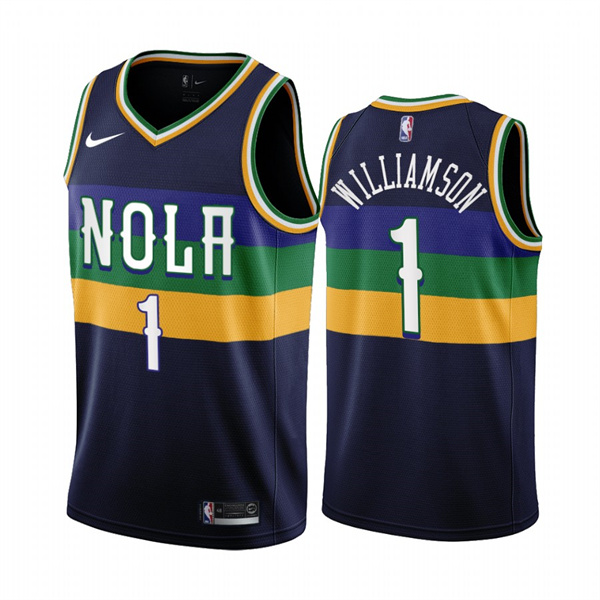 Mens New Orleans Pelicans #1 Zion Williamson Navy Nike 2022-23 City Edition Swingman Jersey