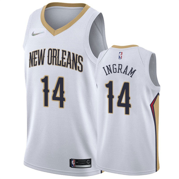 Mens New Orleans Pelicans #14 Brandon Ingram White 2021-22 Diamond Badge Association Edition Jersey