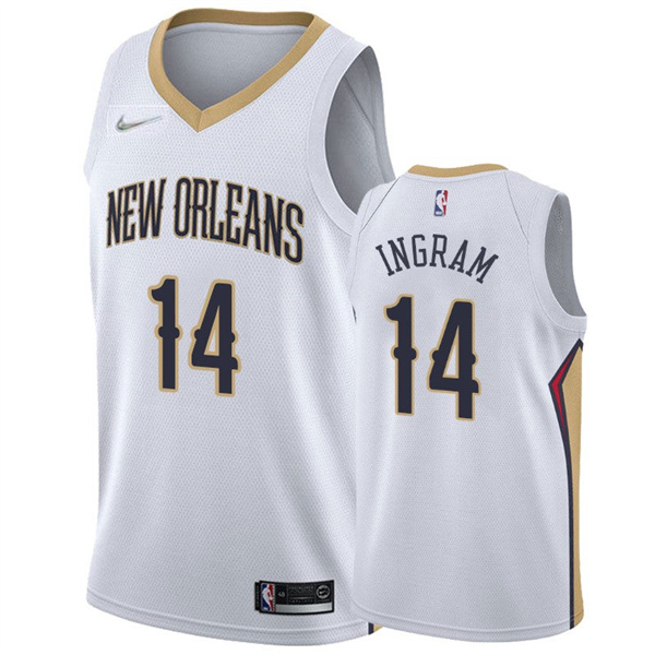 Mens New Orleans Pelicans #14 Brandon Ingram White Association Edition Jersey