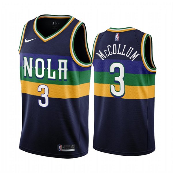 Mens New Orleans Pelicans #3 CJ McCollum Navy Nike 2022-23 City Edition Swingman Jersey