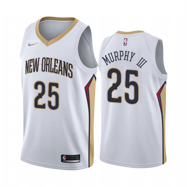 Mens New Orleans Pelicans #25 Trey Murphy III White 2021-22 Diamond Badge Association Edition Jersey