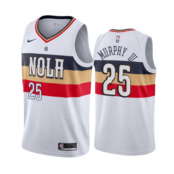 Mens New Orleans Pelicans #25 Trey Murphy III  White 2021 Earned Edition Jersey