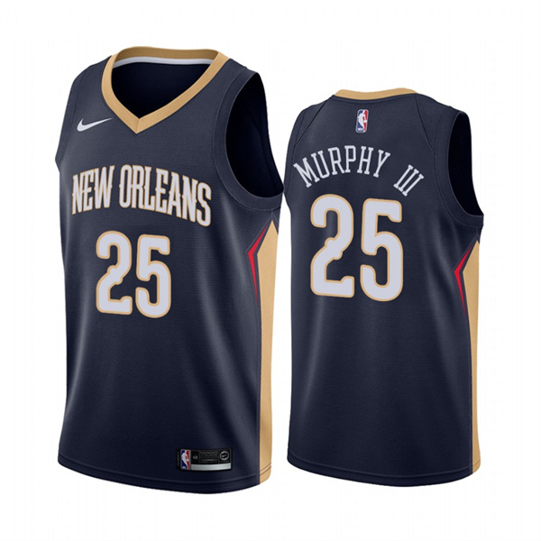 Mens New Orleans Pelicans #25 Trey Murphy III Navy 2021-22 Diamond Badge Icon Edition Jersey