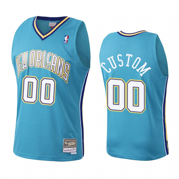 Mens Youth New Orleans Pelicans Custom Teal Mesh Mitchell & Ness Hardwood Classics Throwback Jersey