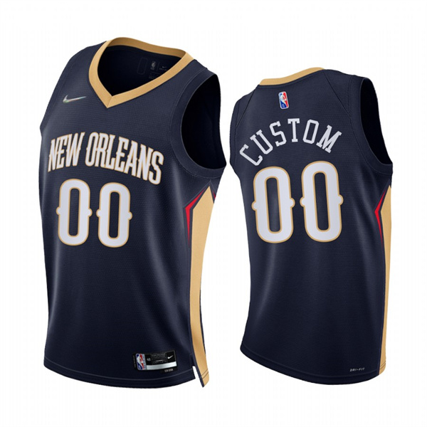 Mens Youth New Orleans Pelicans Custom Navy 2021-22 Diamond Badge Nike Icon Edition Jersey