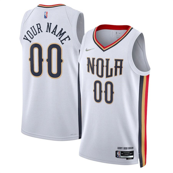 Mens Youth New Orleans Pelicans Custom White Diamond Nike 2021-22 City Edition Jersey