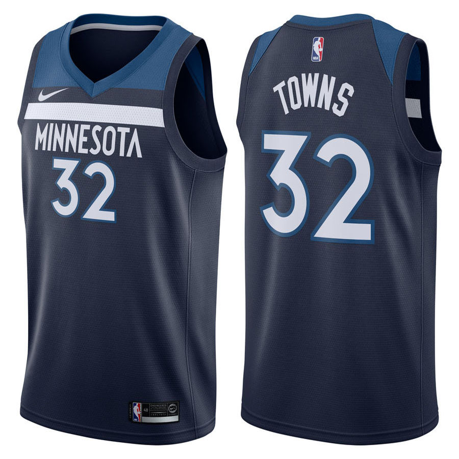 Mens Minnesota Timberwolves #32 Karl-Anthony Towns Navy 2021-22 Diamond Nike Icon Edition Jersey