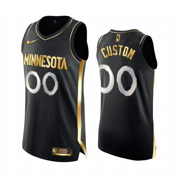 Mens Youth Minnesota Timberwolves Custom Nike 2021 Black Golden Edition Limited Jersey