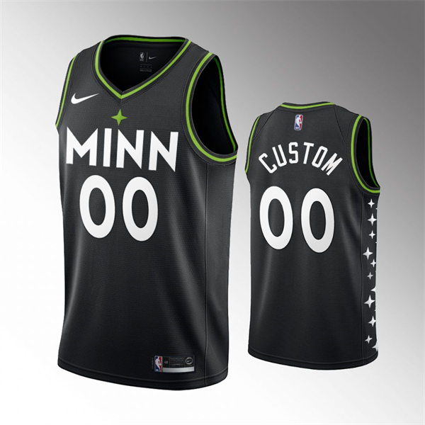Mens Youth Minnesota Timberwolves Custom Black Nike 2020-21 City Edition Jersey