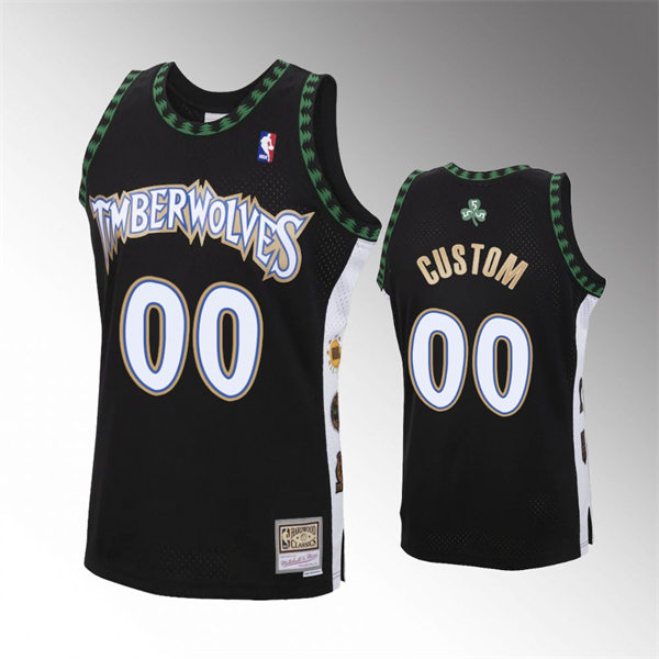 Mens Youth Minnesota Timberwolves Custom Black Mitchell & Ness Retro 1990's Hardwood Classics Jersey